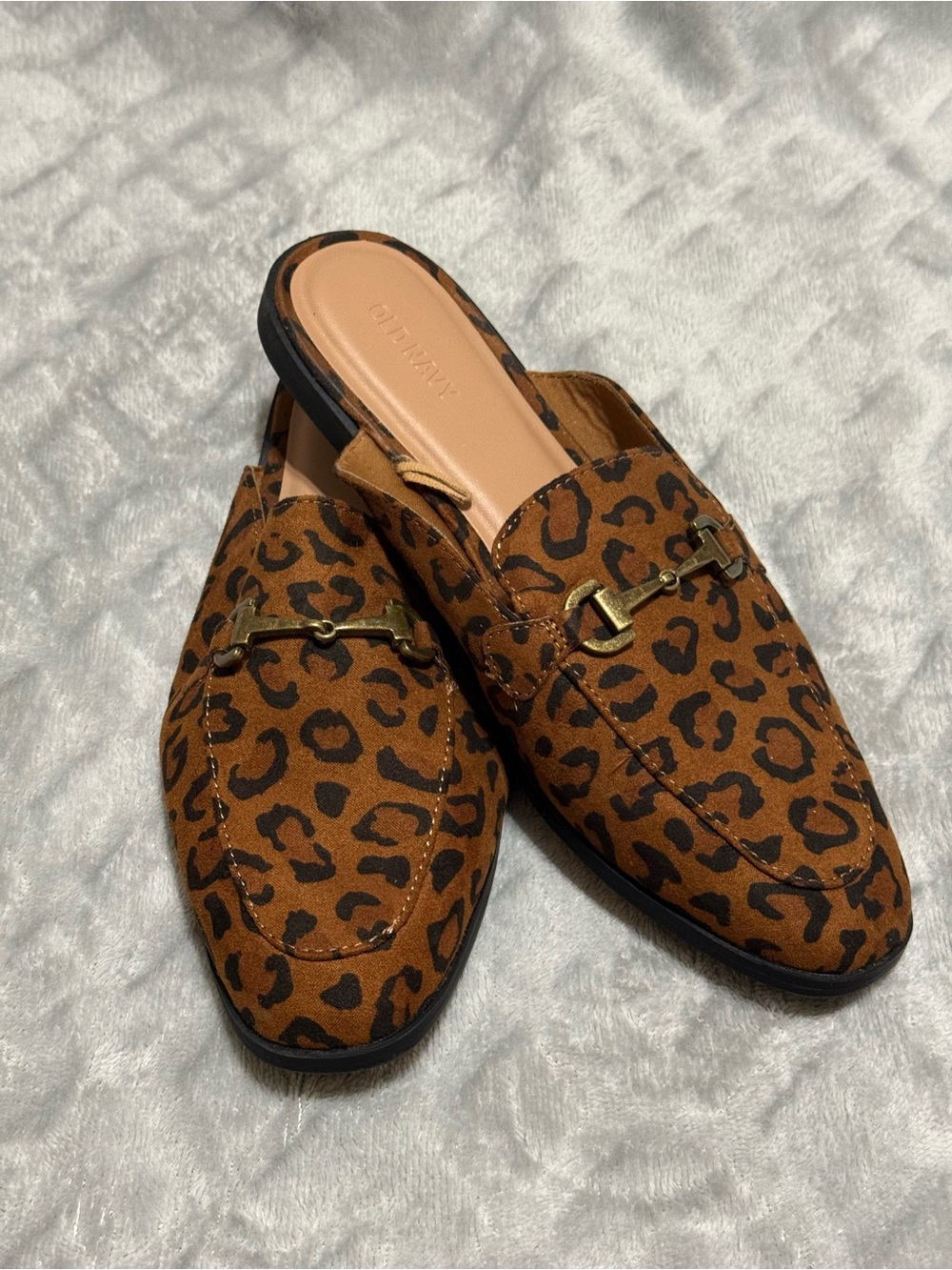 Old Navy Leopard Print Backless Loafer Mules - Brown & Black